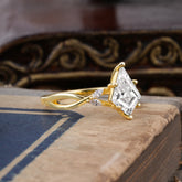 Nature Inspired Leaf Twisted Infinity Ring Kite Cut 2 Carat 6-Prong Lab Diamond Bridal Ring